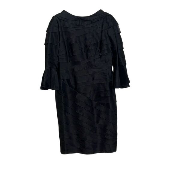 Dana Buchman NWOT Silk Bell Sleeve Tiered Layered Cocktail Dress Black Size 10 - Picture 1 of 5
